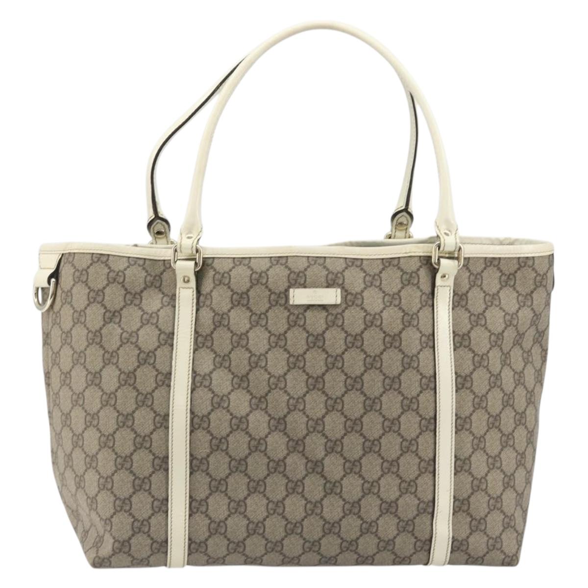 GUCCI GG Supreme Tote Bag PVC Beige Gold 197953 Auth 192623A