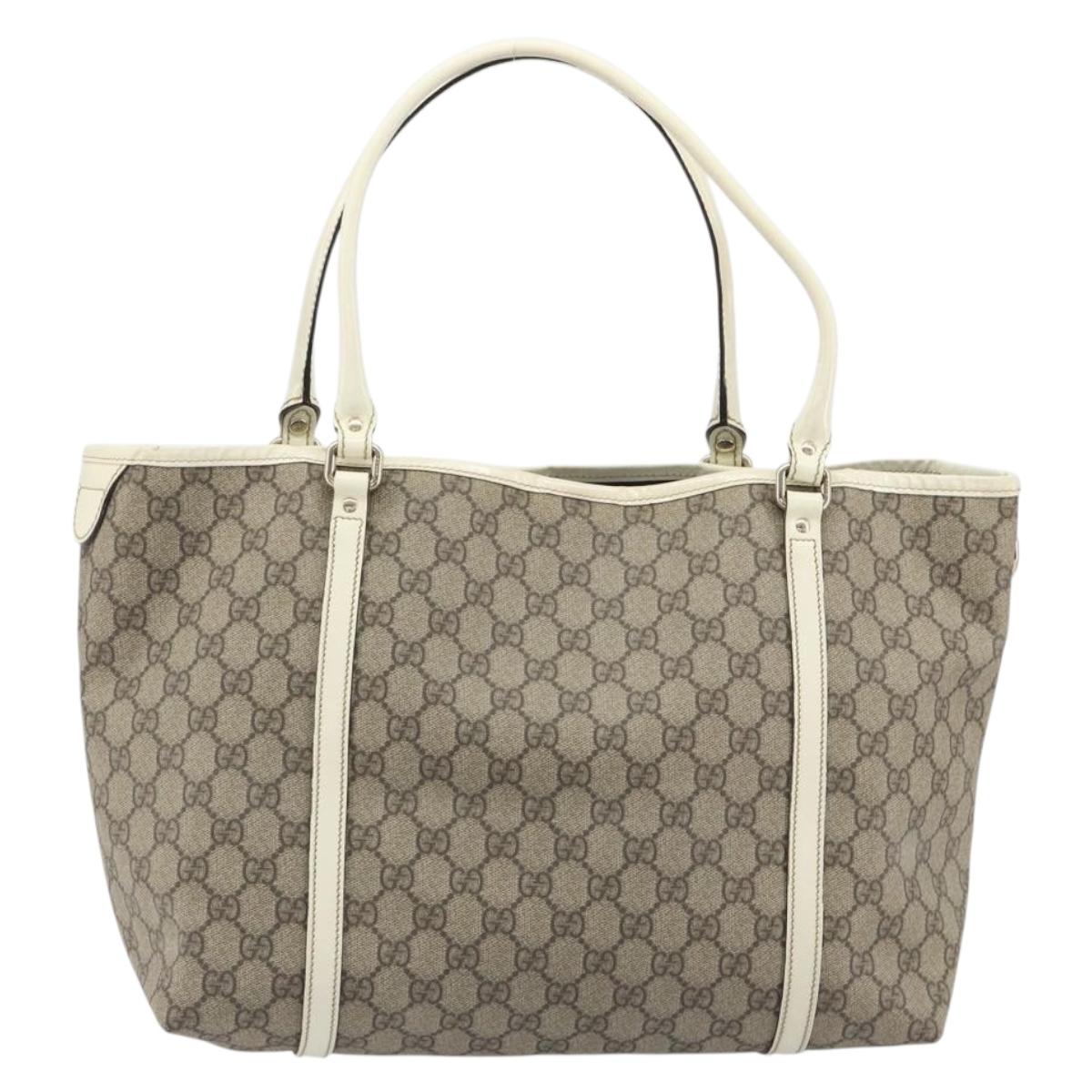 GUCCI GG Supreme Tote Bag PVC Beige Gold 197953 Auth 192623A