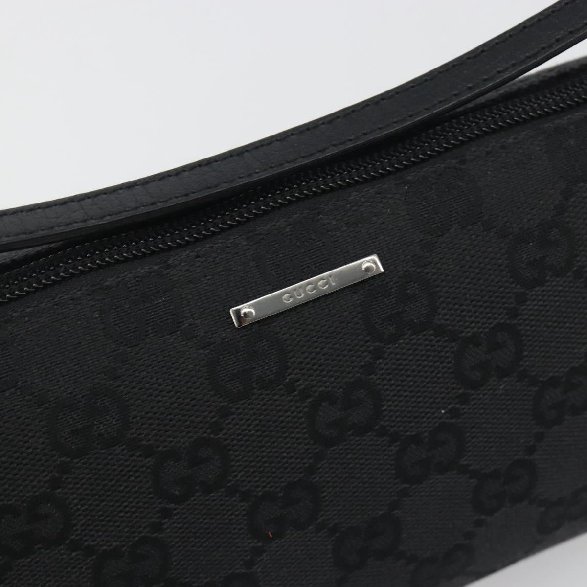 GUCCI GG Canvas Accessory Pouch Black Silver 07198 Auth 192624A