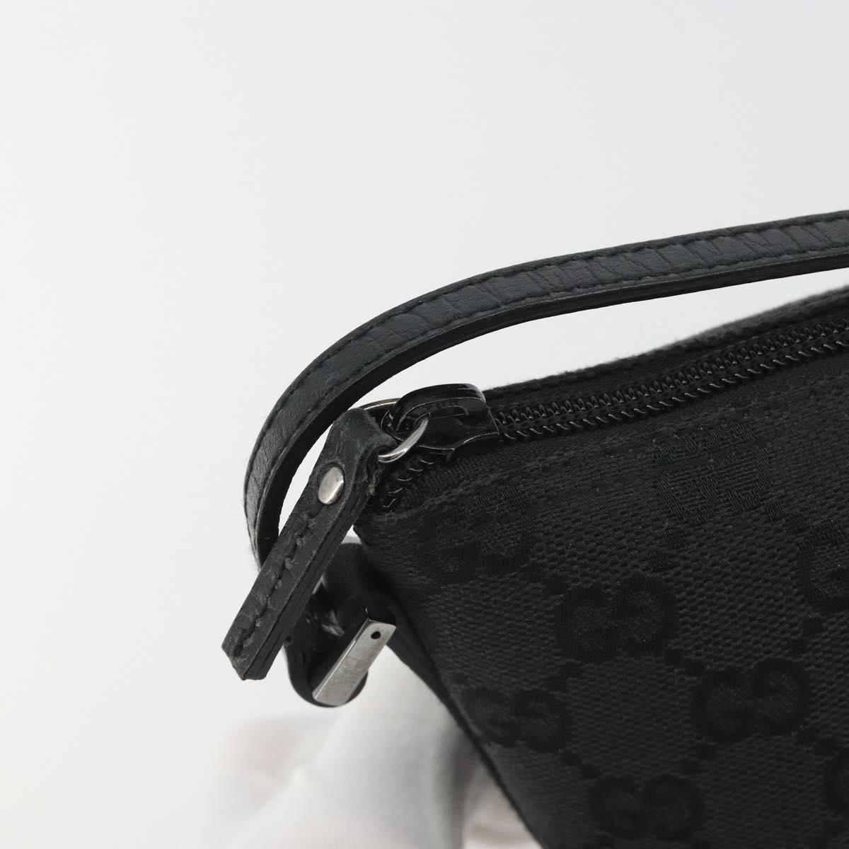 GUCCI GG Canvas Accessory Pouch Black Silver 07198 Auth 192624A