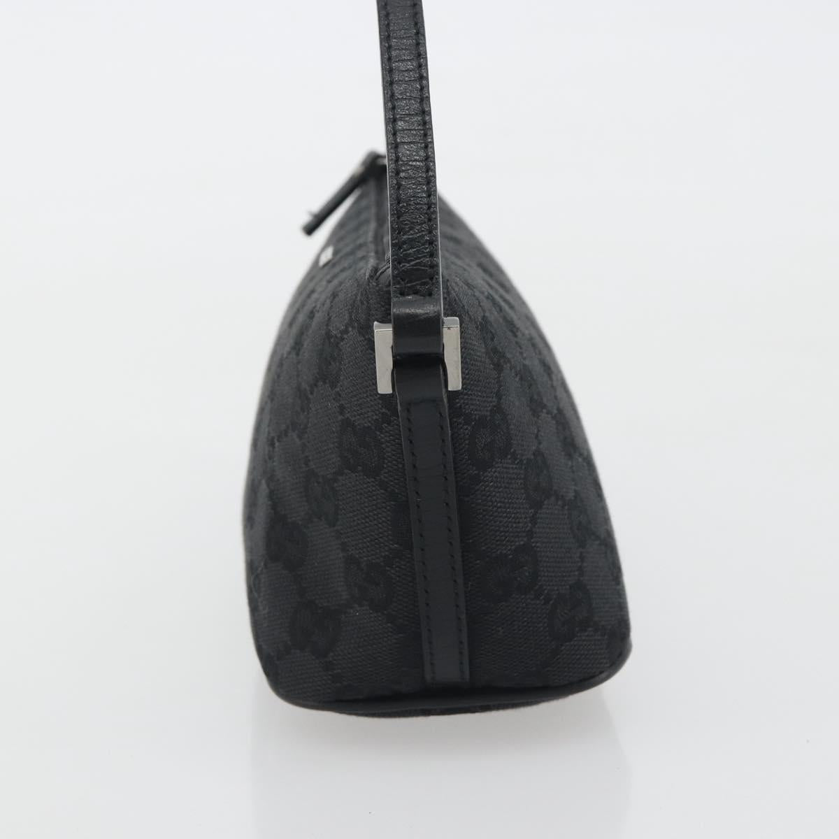 GUCCI GG Canvas Accessory Pouch Black Silver 07198 Auth 192624A