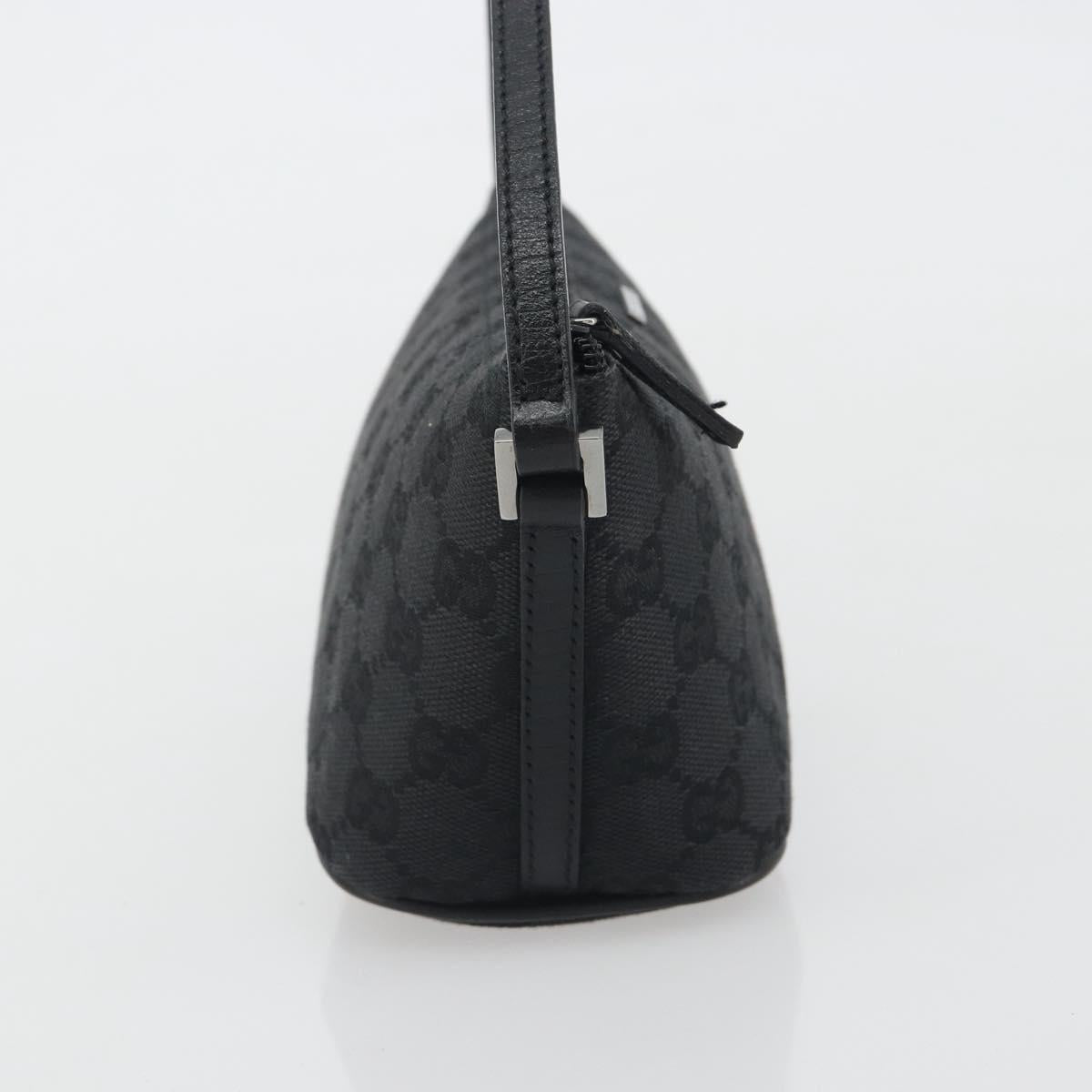 GUCCI GG Canvas Accessory Pouch Black Silver 07198 Auth 192624A