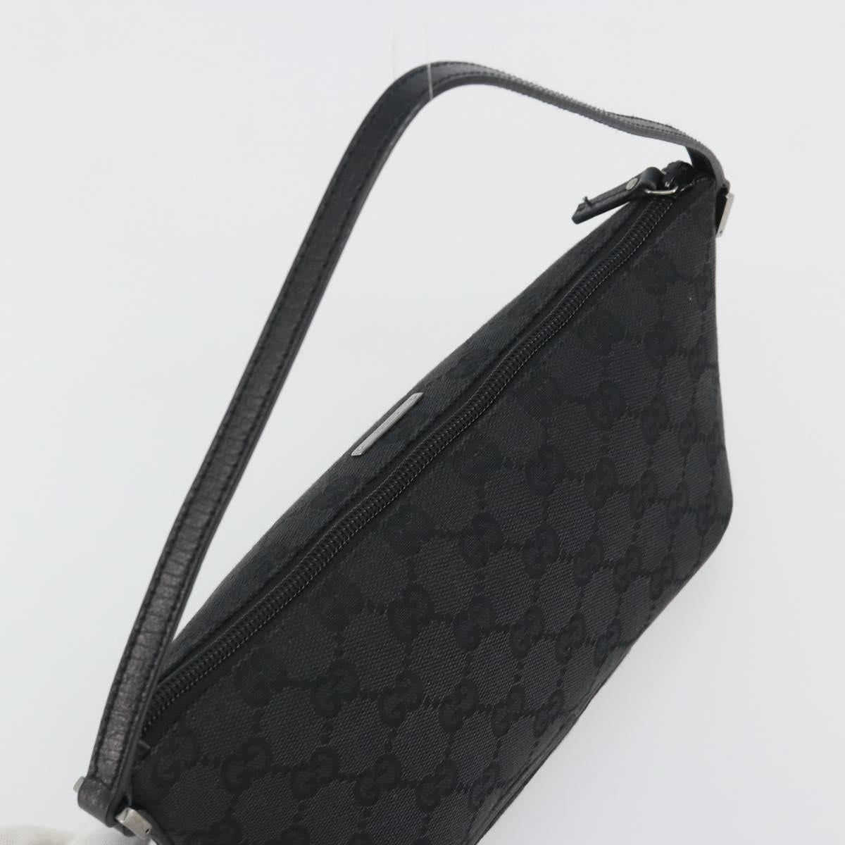 GUCCI GG Canvas Accessory Pouch Black Silver 07198 Auth 192624A
