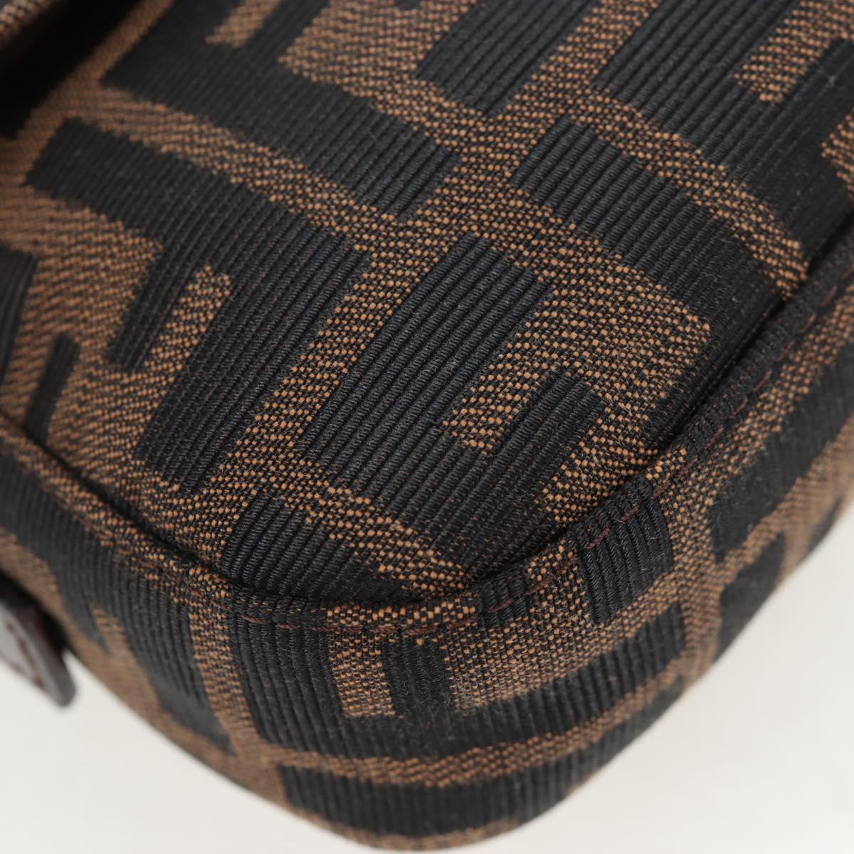 FENDI Zucca Canvas Mamma Baguette Shoulder Bag Brown Black Auth 192625SAM