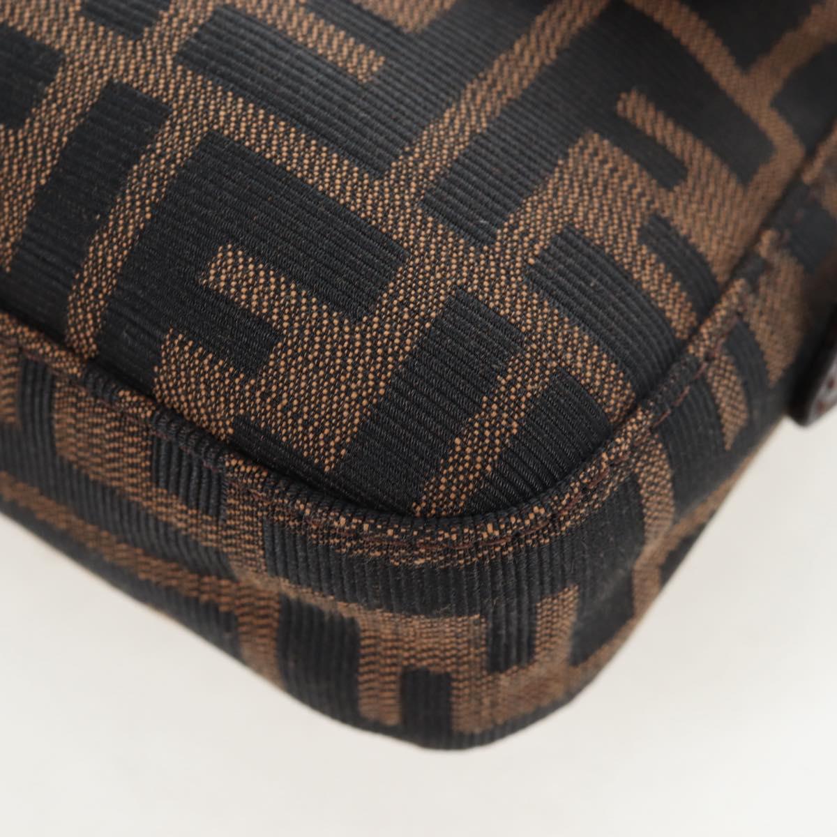 FENDI Zucca Canvas Mamma Baguette Shoulder Bag Brown Black Auth 192625SAM