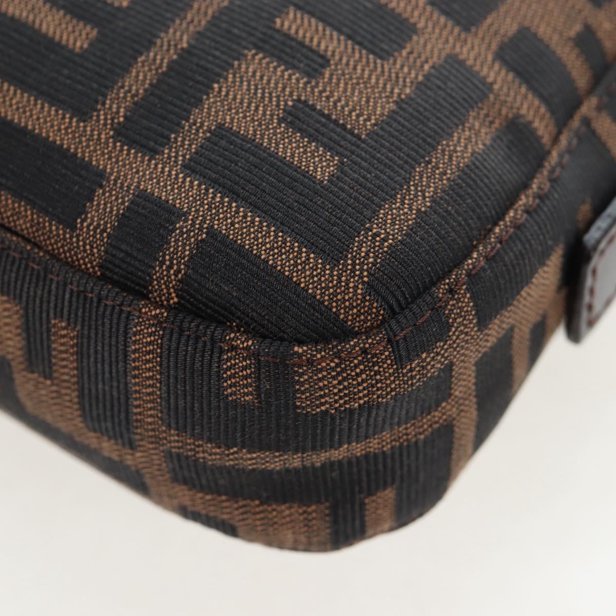 FENDI Zucca Canvas Mamma Baguette Shoulder Bag Brown Black Auth 192625SAM