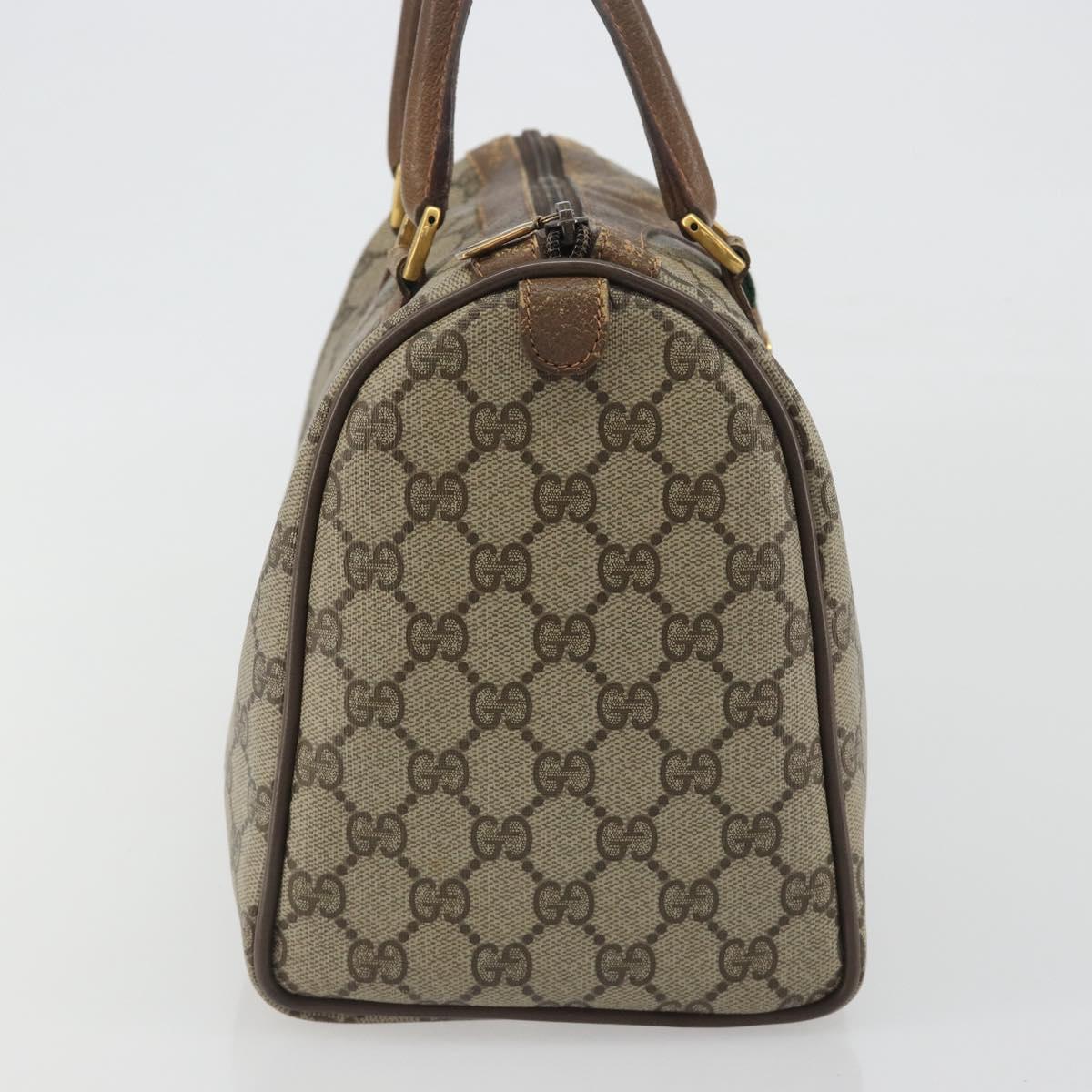 GUCCI GG Supreme Web Sherry Line Hand Bag PVC Beige Gold 98 02 007 Auth 192627