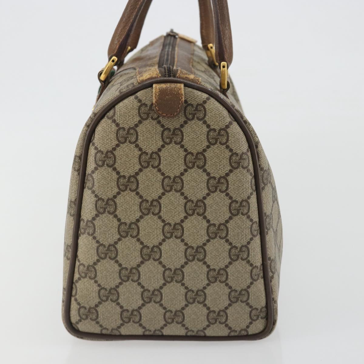 GUCCI GG Supreme Web Sherry Line Hand Bag PVC Beige Gold 98 02 007 Auth 192627