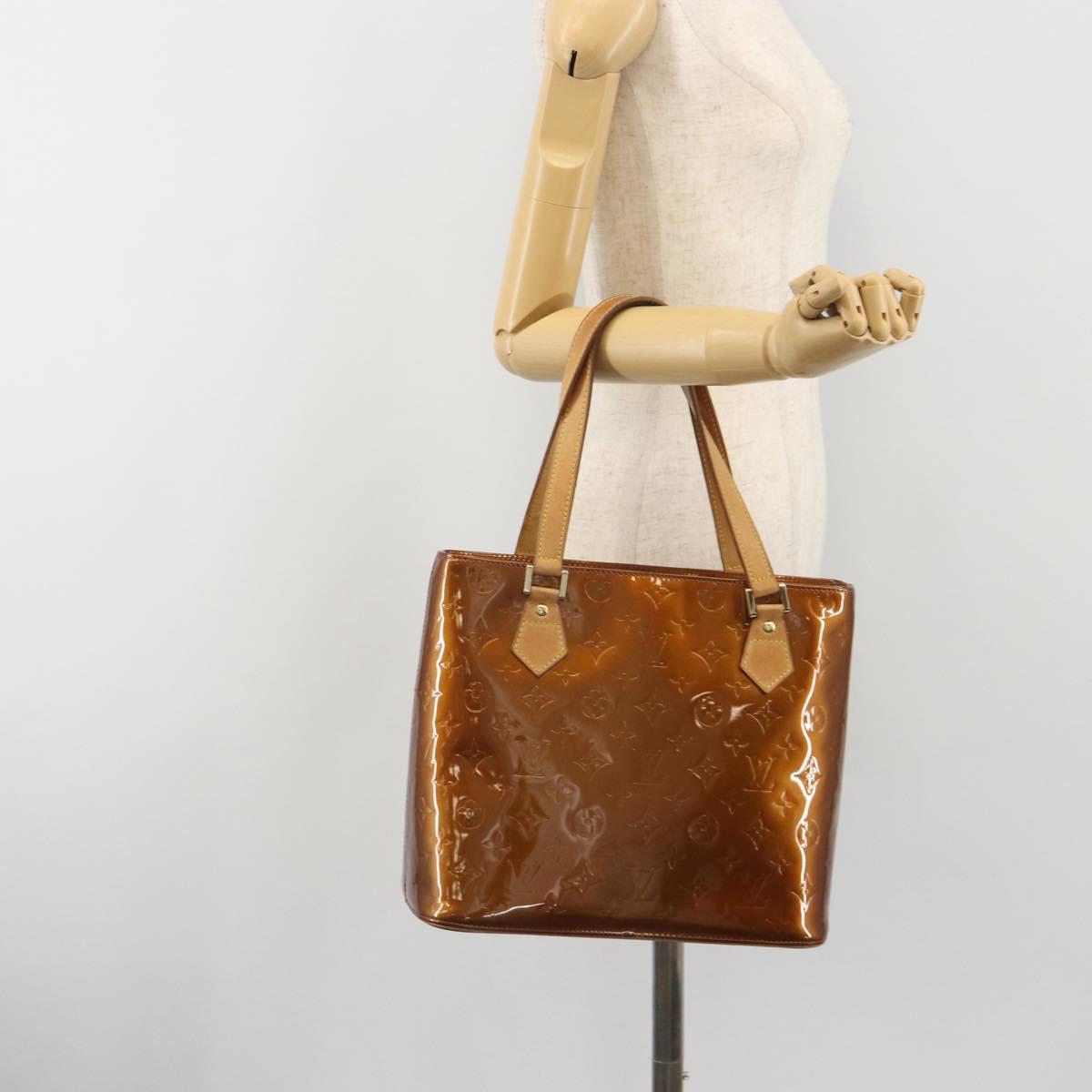 LOUIS VUITTON Monogram Vernis Houston Hand Bag Bronze M91122 LV Auth 192628