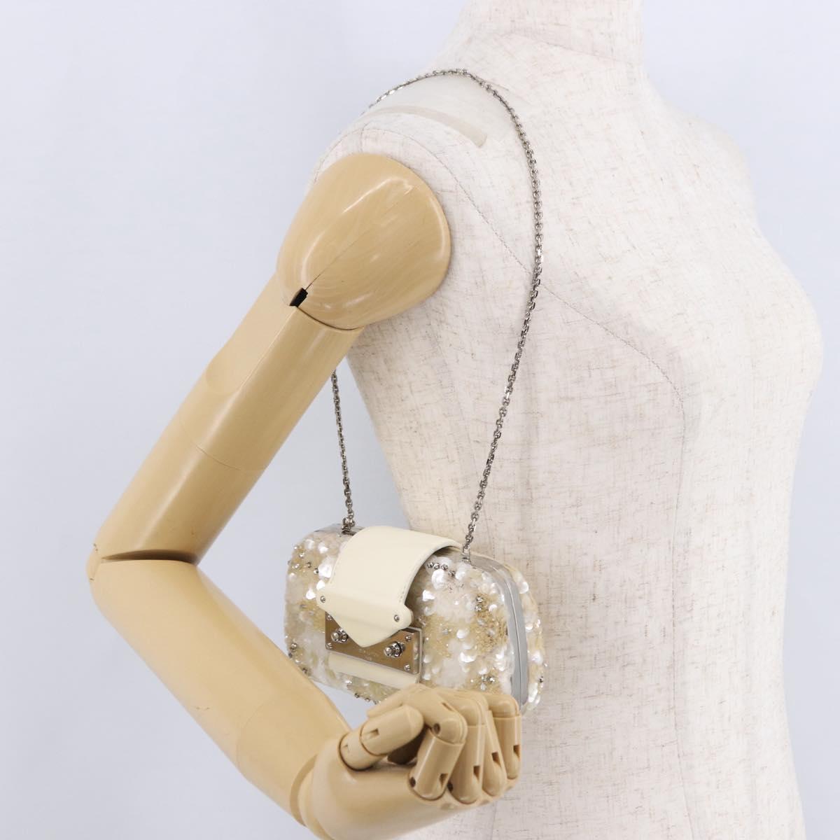 LOUIS VUITTON Minodiere Petit Tresor Bag Sequin White Silver LV Auth 192631SAM