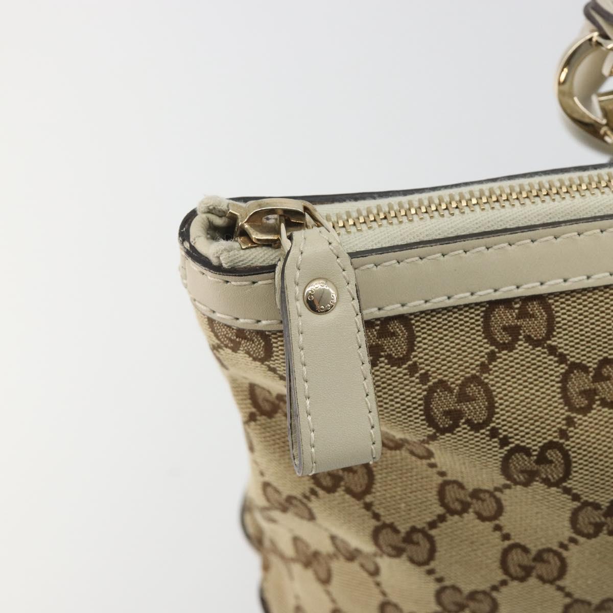 GUCCI GG Canvas Lovely Heart Hand Bag Beige Gold 257069 Auth 192634A