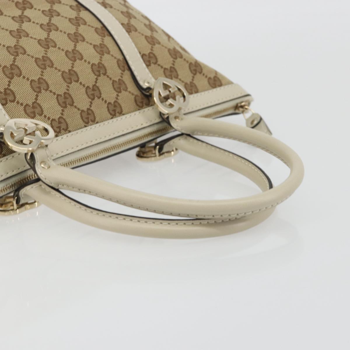 GUCCI GG Canvas Lovely Heart Hand Bag Beige Gold 257069 Auth 192634A