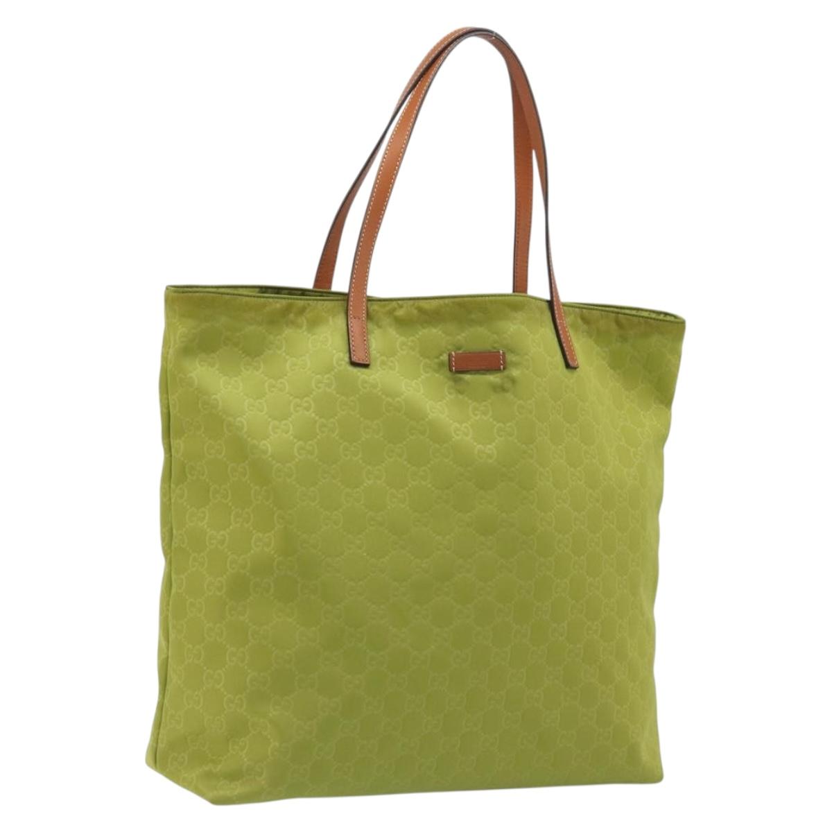 GUCCI GG Canvas Guccissima Tote Bag Nylon Green 295252 Auth 192643