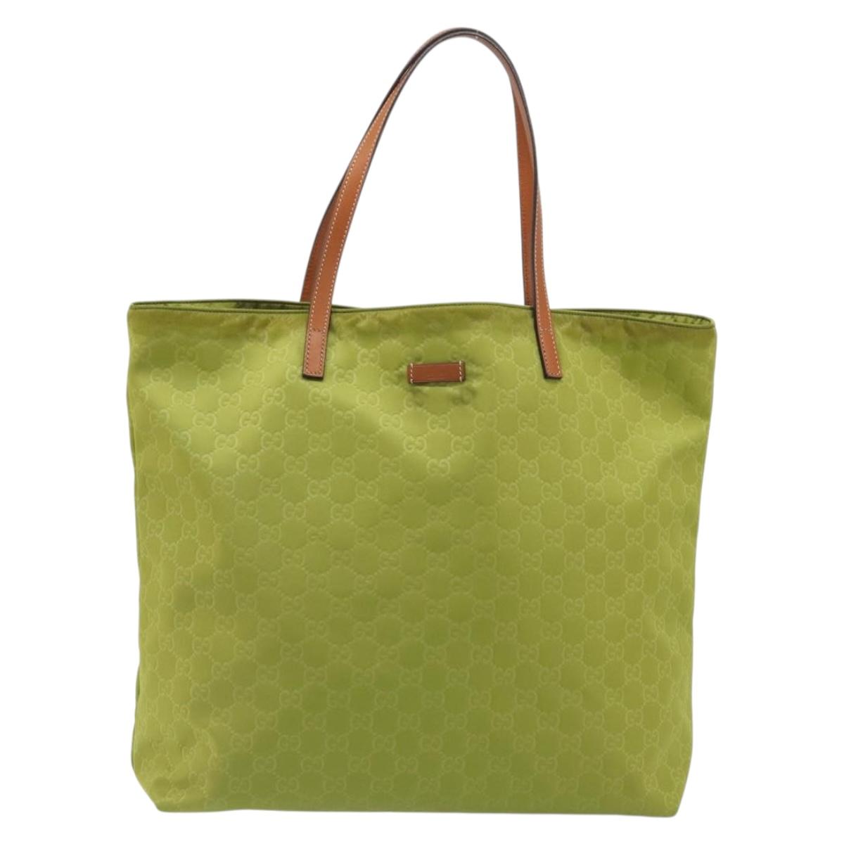 GUCCI GG Canvas Guccissima Tote Bag Nylon Green 295252 Auth 192643