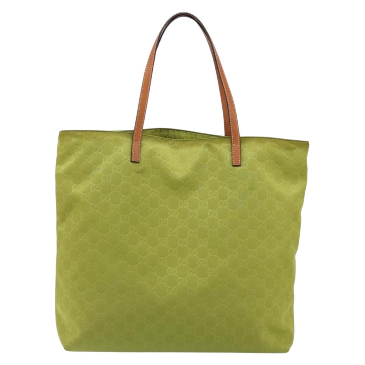 GUCCI GG Canvas Guccissima Tote Bag Nylon Green 295252 Auth 192643