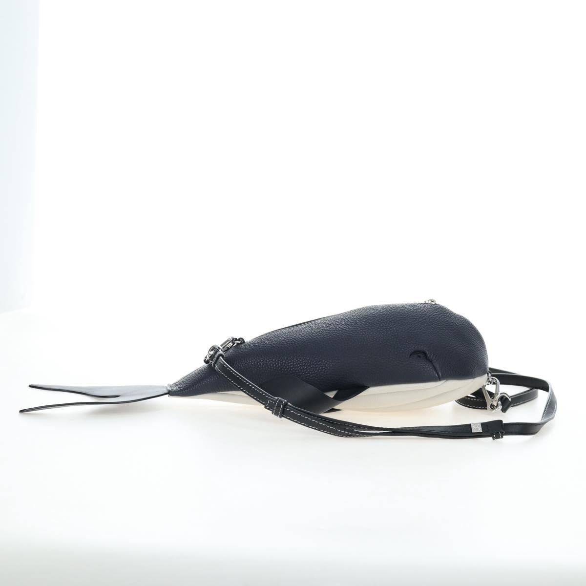 LOEWE Bag Leather Suna Fujita Collaboration Whale Navy Silver Auth 192644M