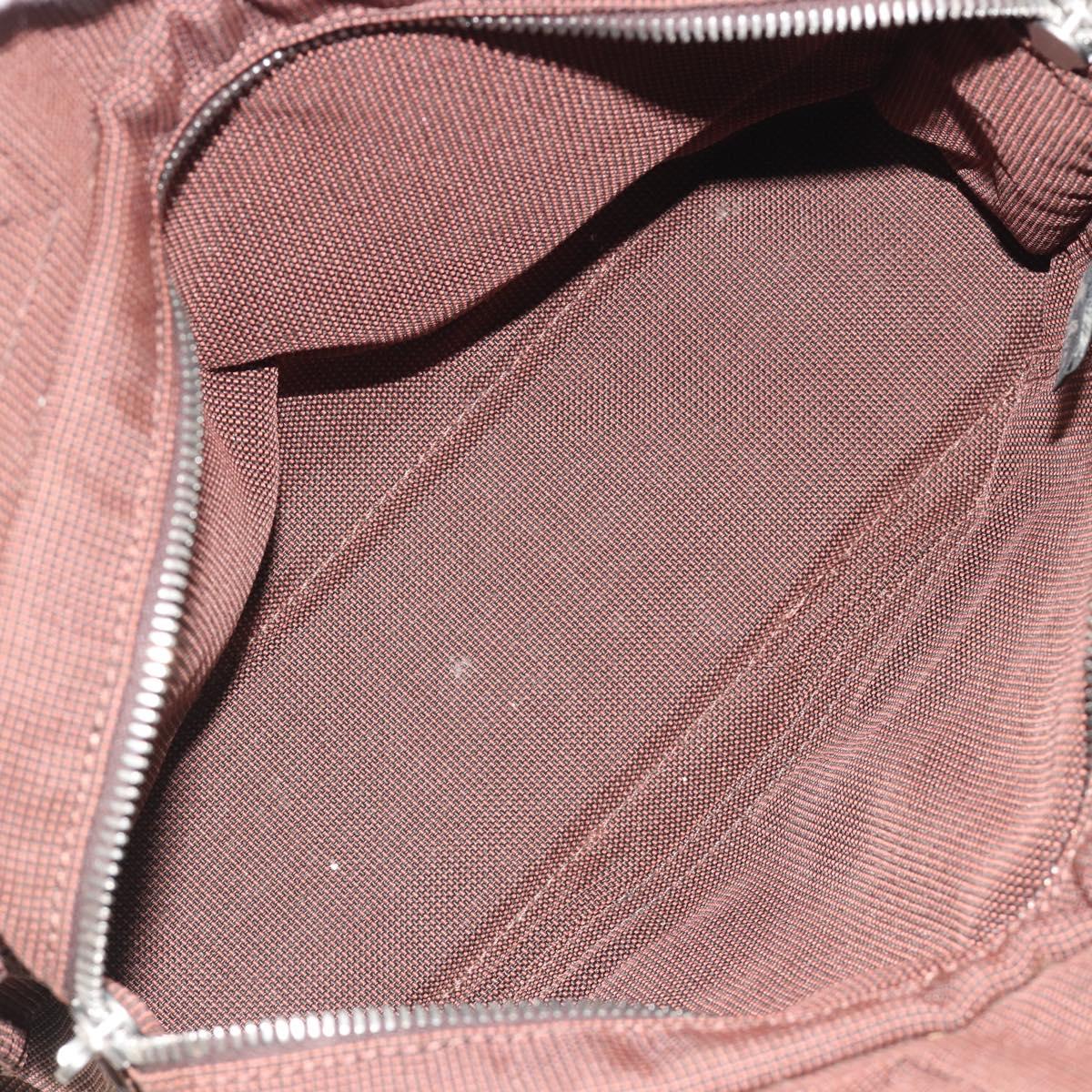 HERMES Her Line PM Hand Bag Canvas Brown Silver Auth 192649A