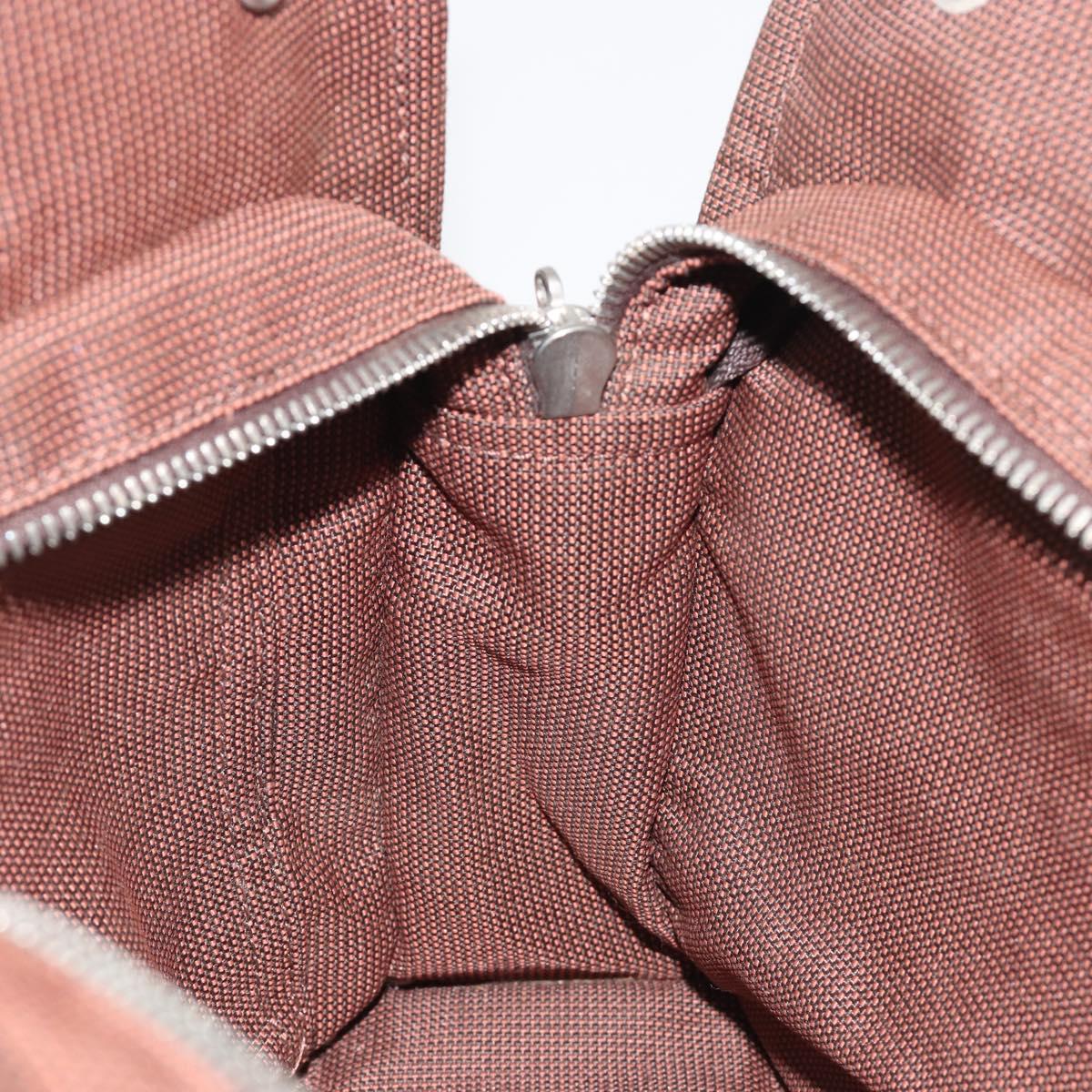 HERMES Her Line PM Hand Bag Canvas Brown Silver Auth 192649A