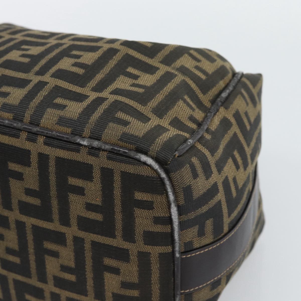 FENDI Zucca Canvas Vanity Hand Bag Black Brown Auth 192654