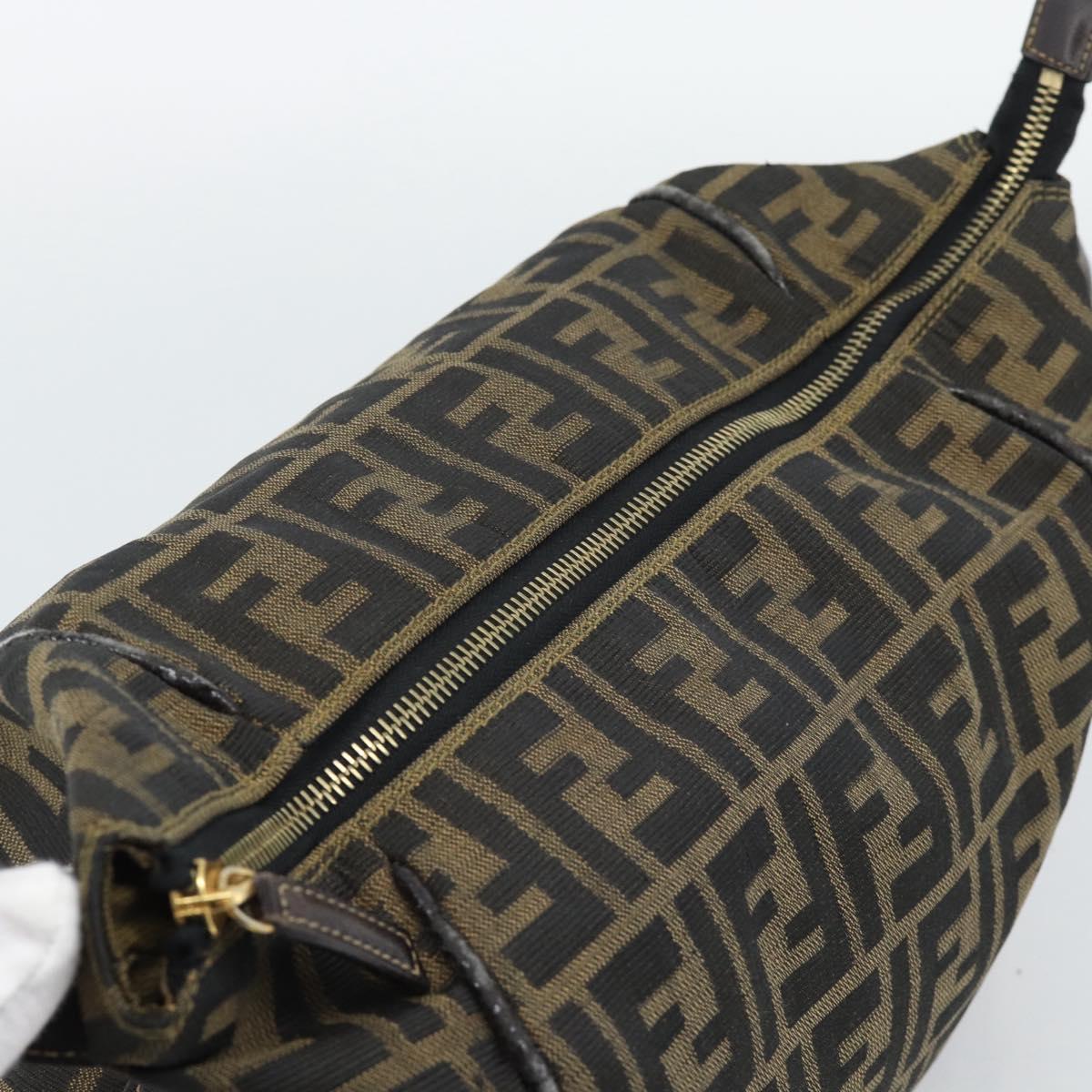 FENDI Zucca Canvas Vanity Hand Bag Black Brown Auth 192654