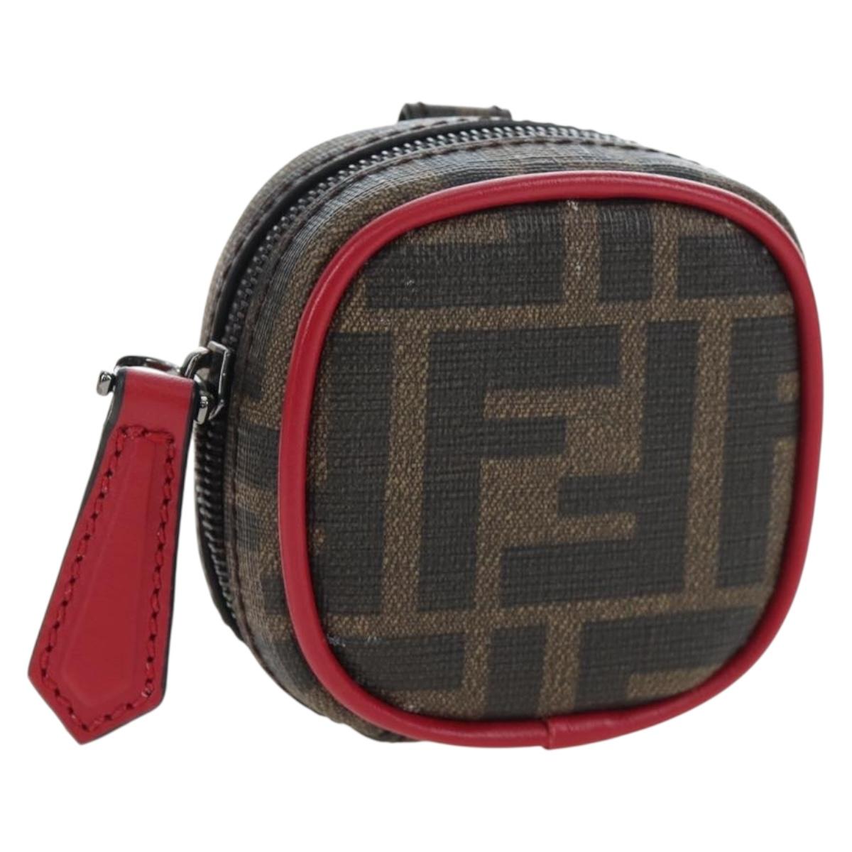 FENDI Zucca Canvas Pouch Brown Black Auth 192655M