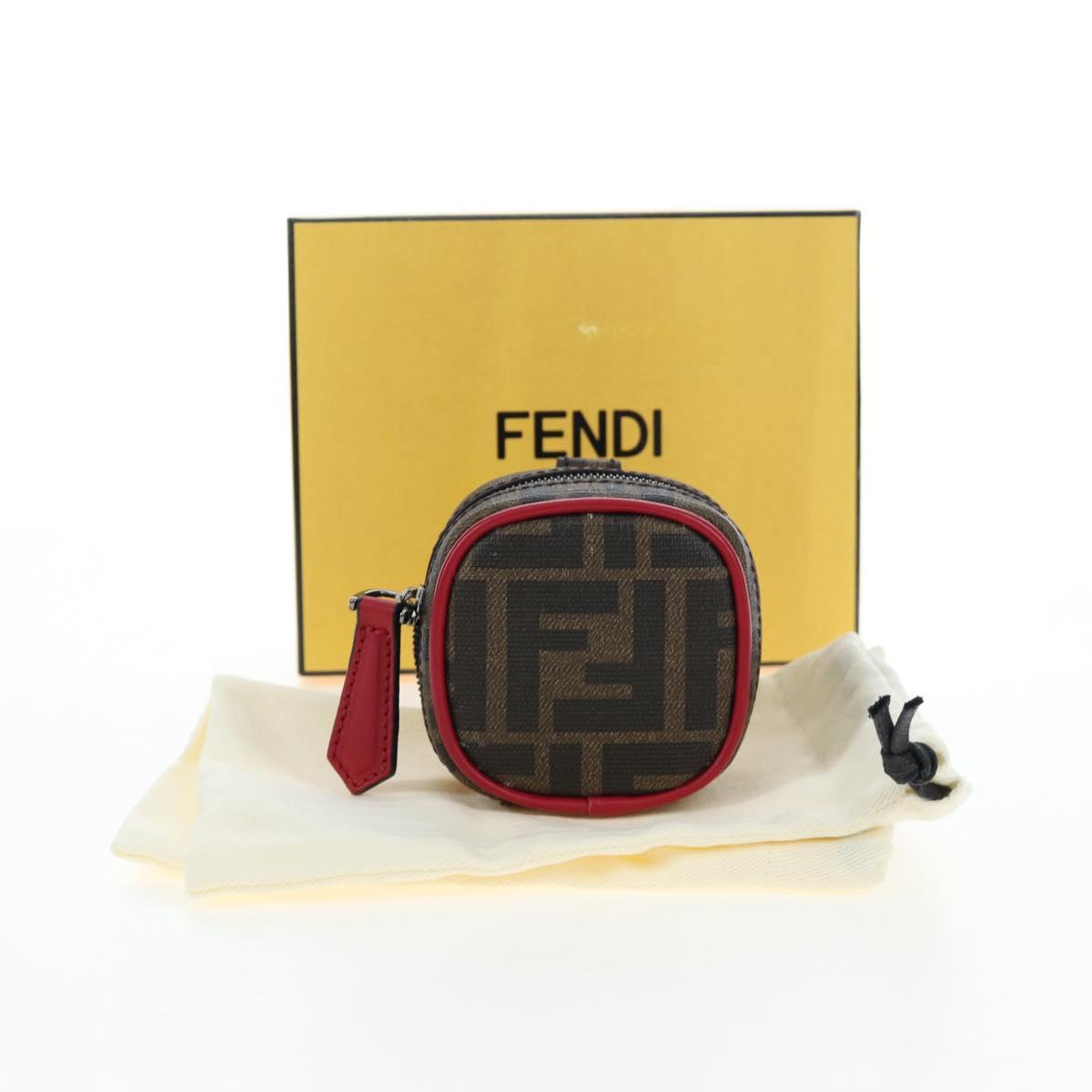 FENDI Zucca Canvas Pouch Brown Black Auth 192655M