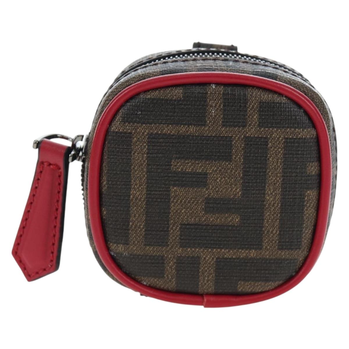 FENDI Zucca Canvas Pouch Brown Black Auth 192655M