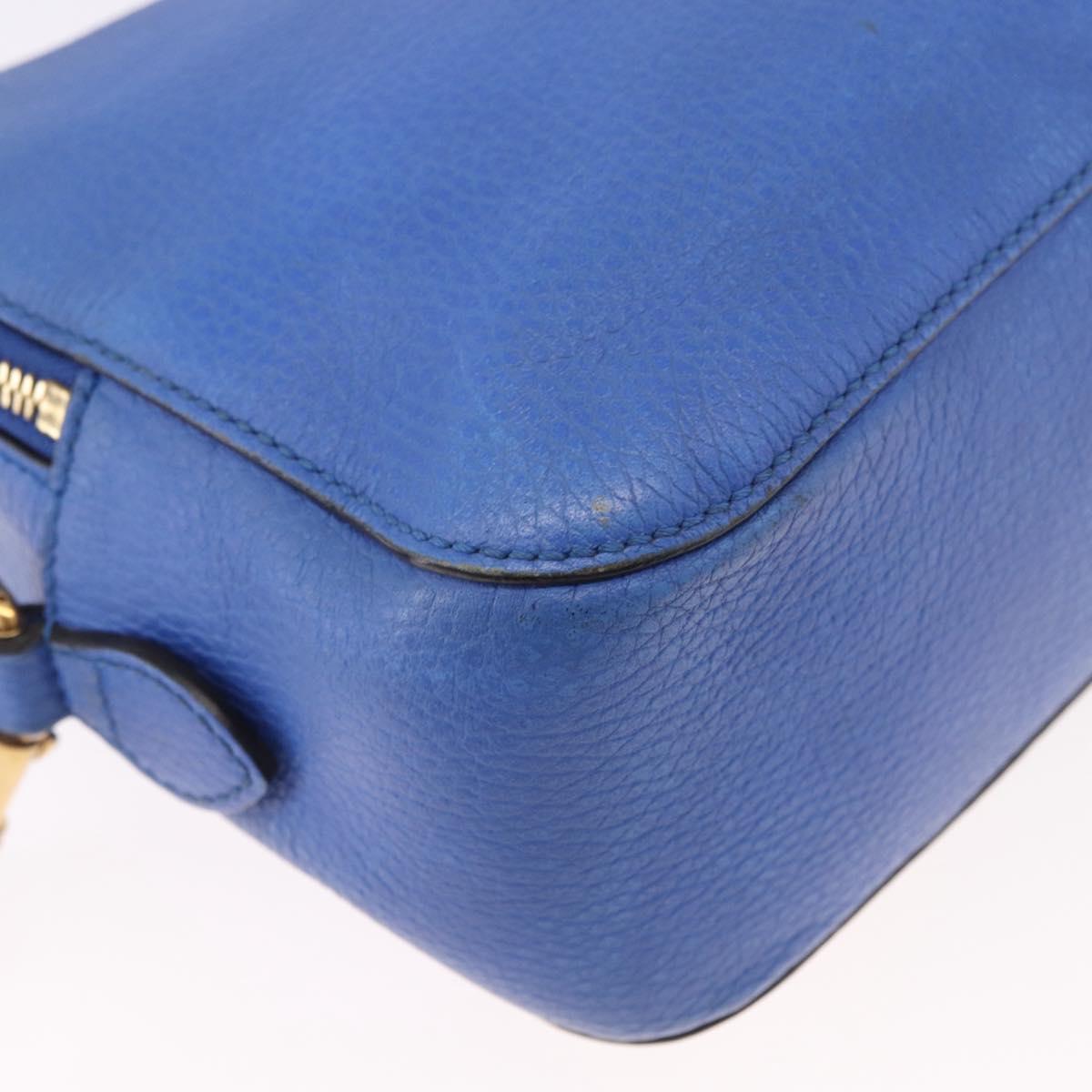 GUCCI Tiger Pattern Hand Bag Leather 2way Blue Gold 453565 Auth 192658A