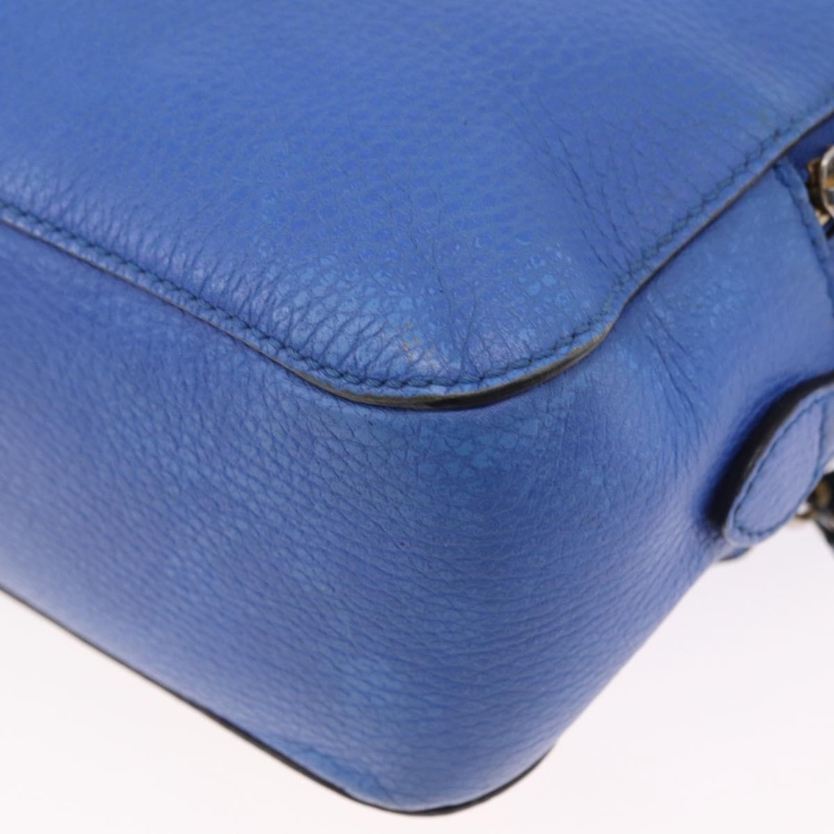 GUCCI Tiger Pattern Hand Bag Leather 2way Blue Gold 453565 Auth 192658A