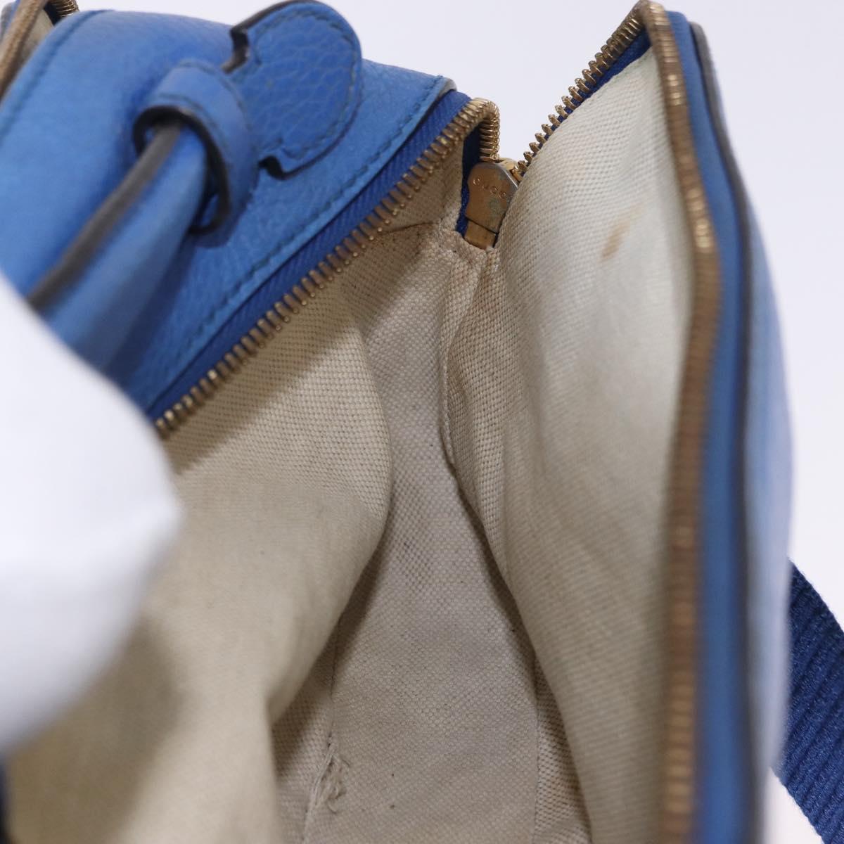 GUCCI Tiger Pattern Hand Bag Leather 2way Blue Gold 453565 Auth 192658A