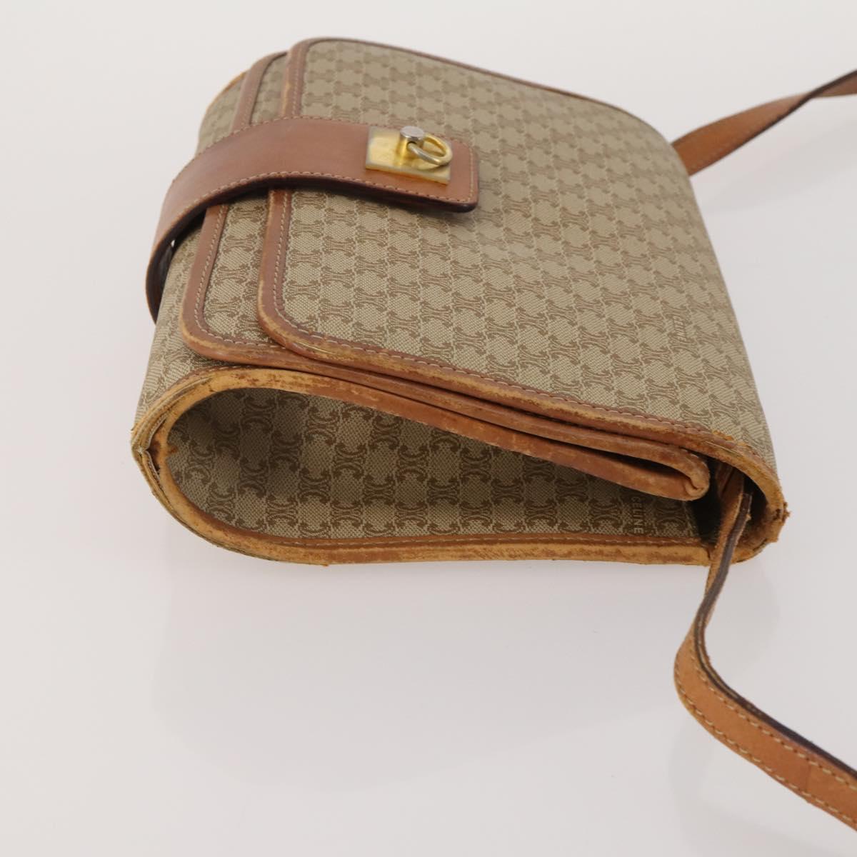 CELINE Macadam Canvas Shoulder Bag PVC Leather 2 Set Beige Auth 192660