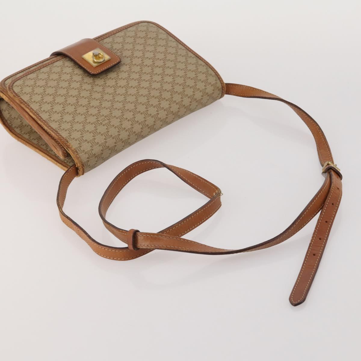 CELINE Macadam Canvas Shoulder Bag PVC Leather 2 Set Beige Auth 192660