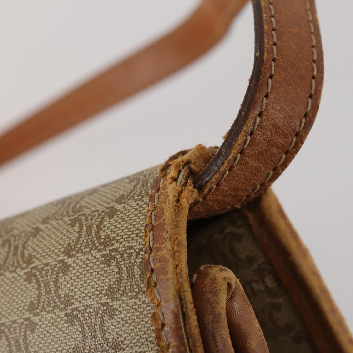 CELINE Macadam Canvas Shoulder Bag PVC Leather 2 Set Beige Auth 192660