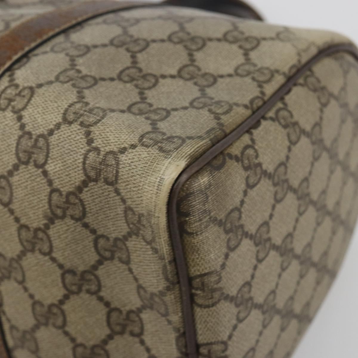 GUCCI GG Supreme Web Sherry Line Bag PVC Beige Gold 24 012 3842 Auth 192661