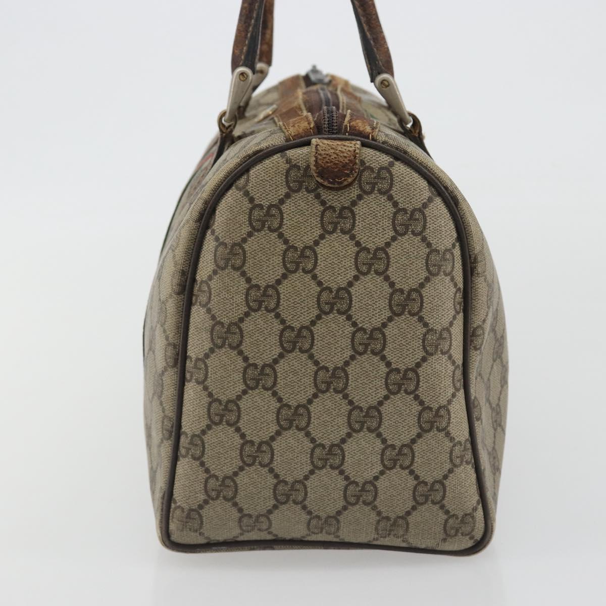 GUCCI GG Supreme Web Sherry Line Bag PVC Beige Gold 24 012 3842 Auth 192661