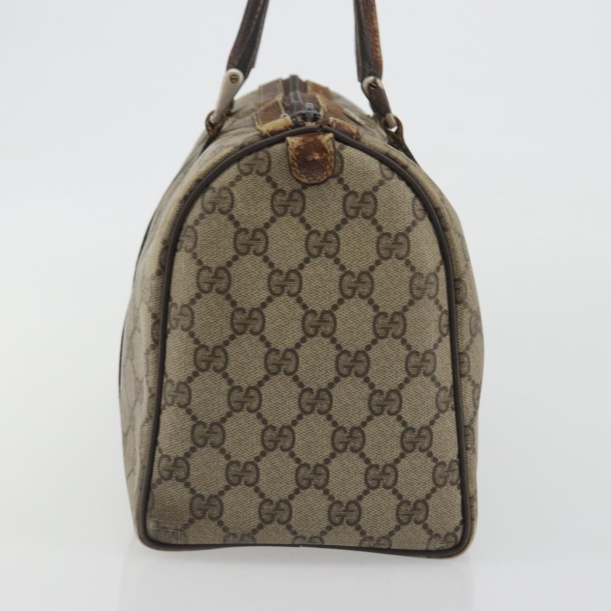 GUCCI GG Supreme Web Sherry Line Bag PVC Beige Gold 24 012 3842 Auth 192661