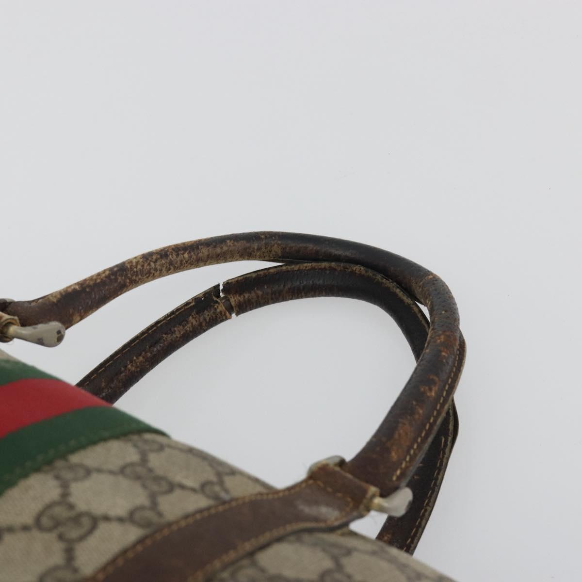 GUCCI GG Supreme Web Sherry Line Bag PVC Beige Gold 24 012 3842 Auth 192661