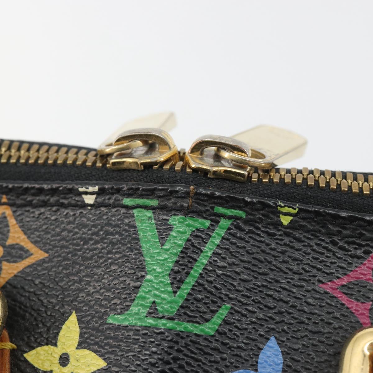 LOUIS VUITTON Monogram Multicolor Alma Hand Bag Black M92646 LV Auth 192662