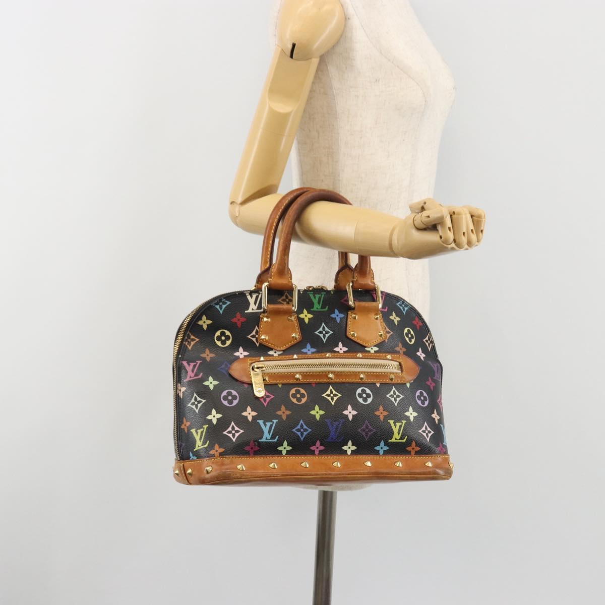 LOUIS VUITTON Monogram Multicolor Alma Hand Bag Black M92646 LV Auth 192662