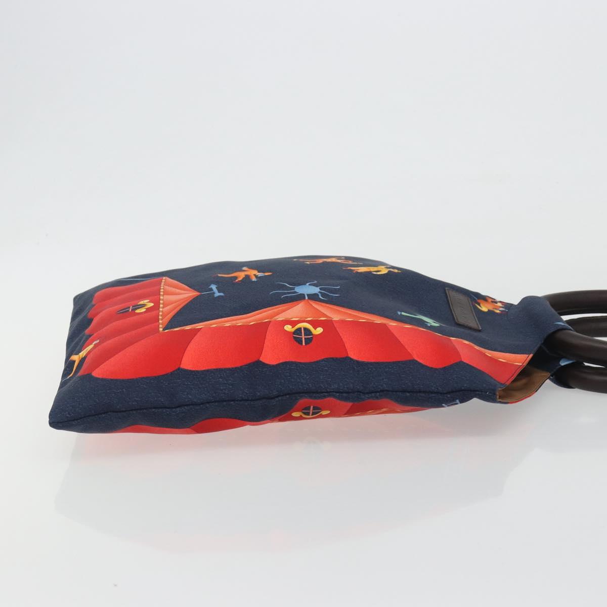 BVLGARI Hand Bag Canvas Navy Auth 192663A