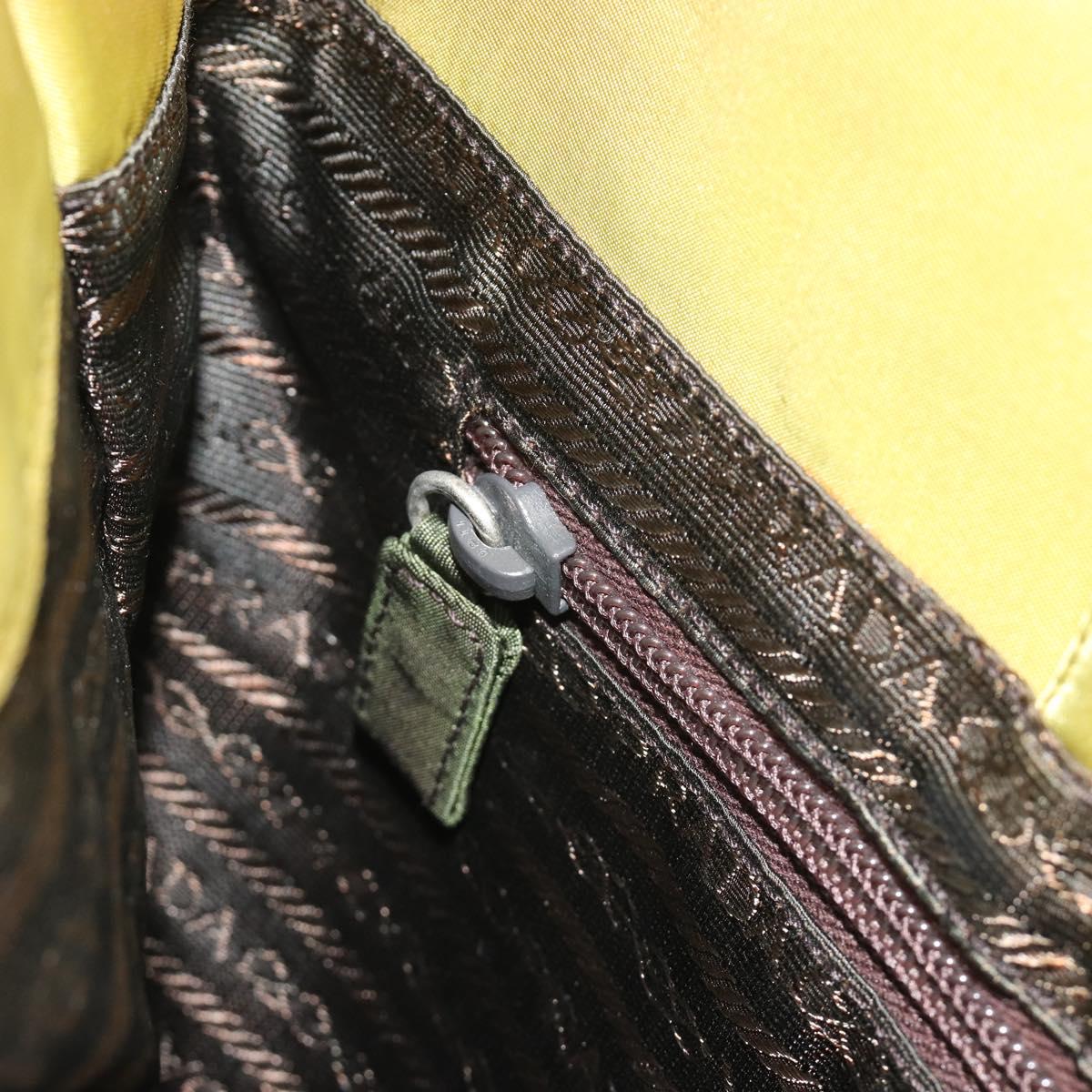 PRADA Tote Bag Nylon Green Silver Auth 192666A