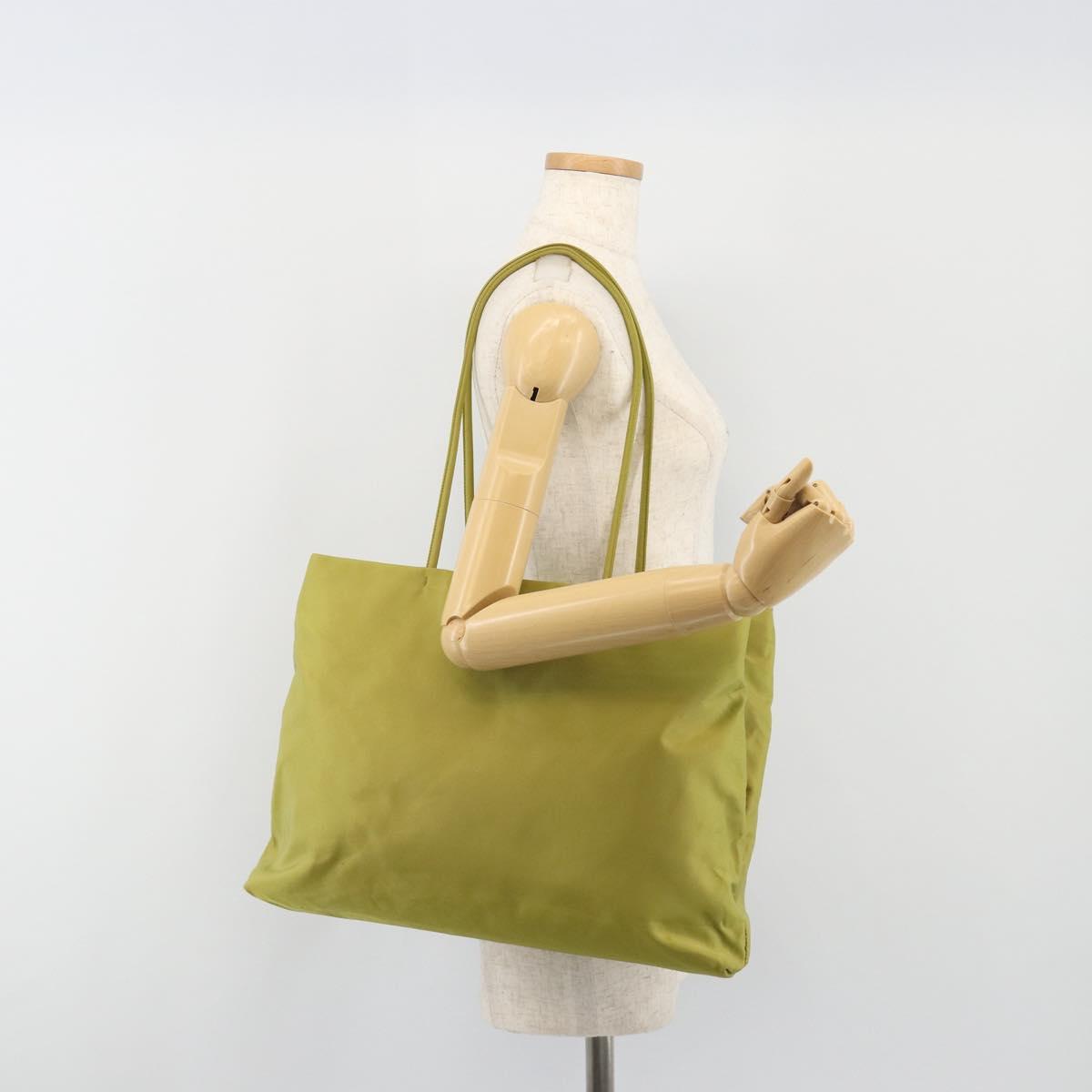 PRADA Tote Bag Nylon Green Silver Auth 192666A