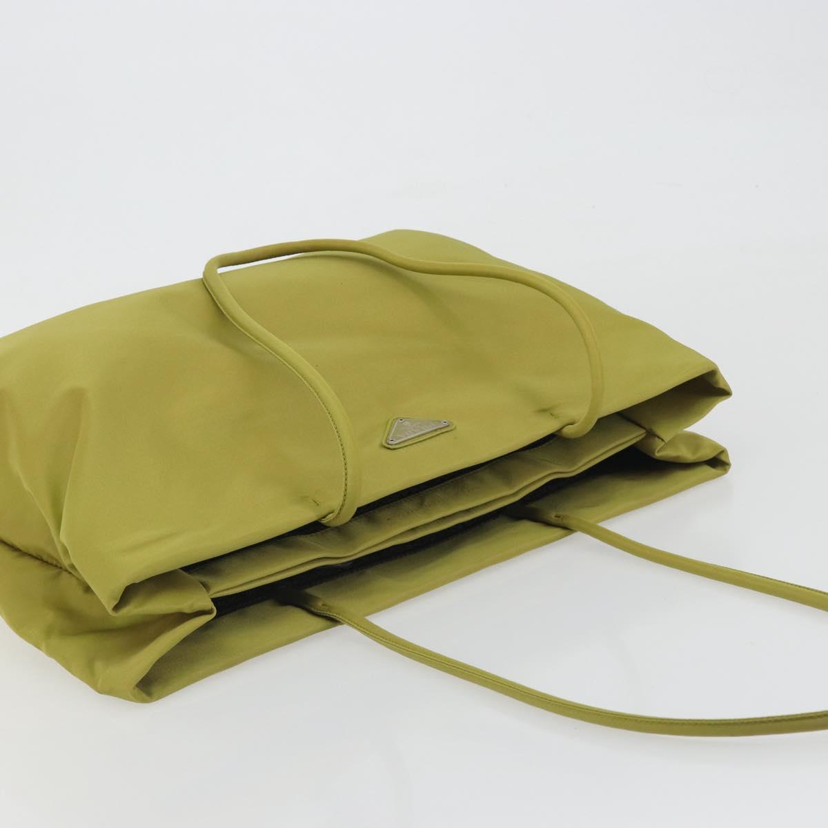 PRADA Tote Bag Nylon Green Silver Auth 192666A