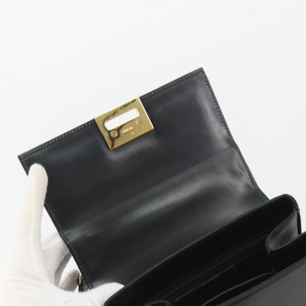 Salvatore Ferragamo Gancini Hand Bag Leather 2way Black Gold Auth 192668