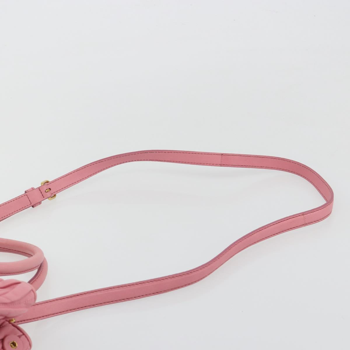 Miu Miu Matelasse Hand Bag Leather 2way Pink Gold Auth 192670A