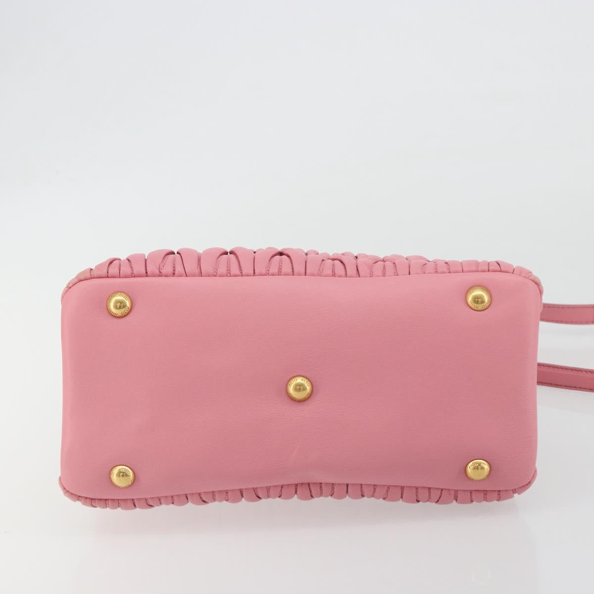 Miu Miu Matelasse Hand Bag Leather 2way Pink Gold Auth 192670A
