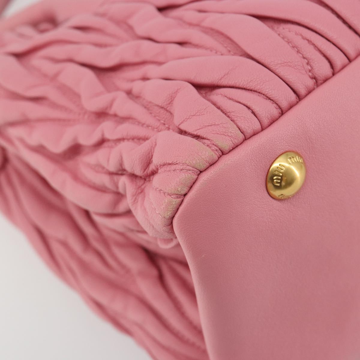Miu Miu Matelasse Hand Bag Leather 2way Pink Gold Auth 192670A