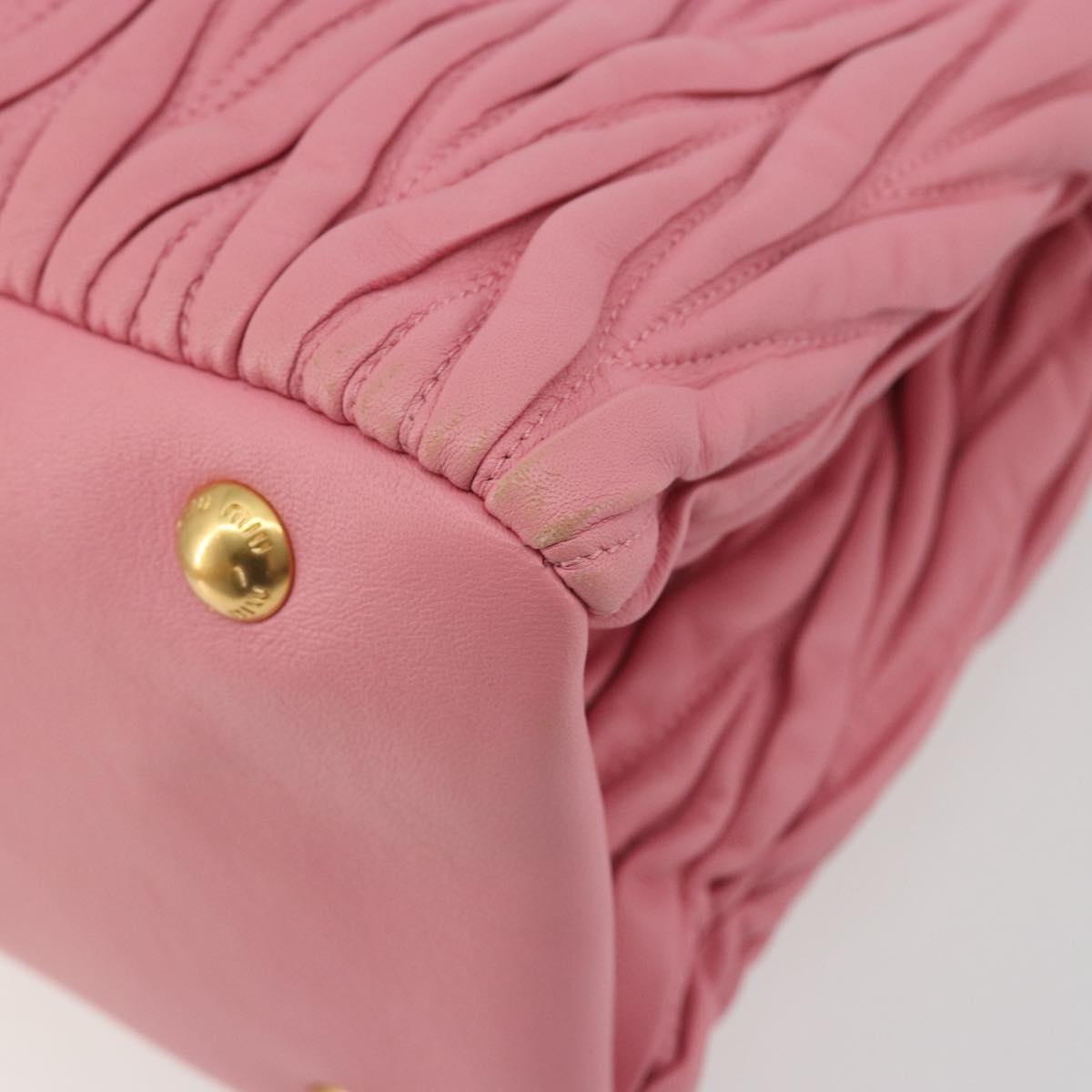 Miu Miu Matelasse Hand Bag Leather 2way Pink Gold Auth 192670A