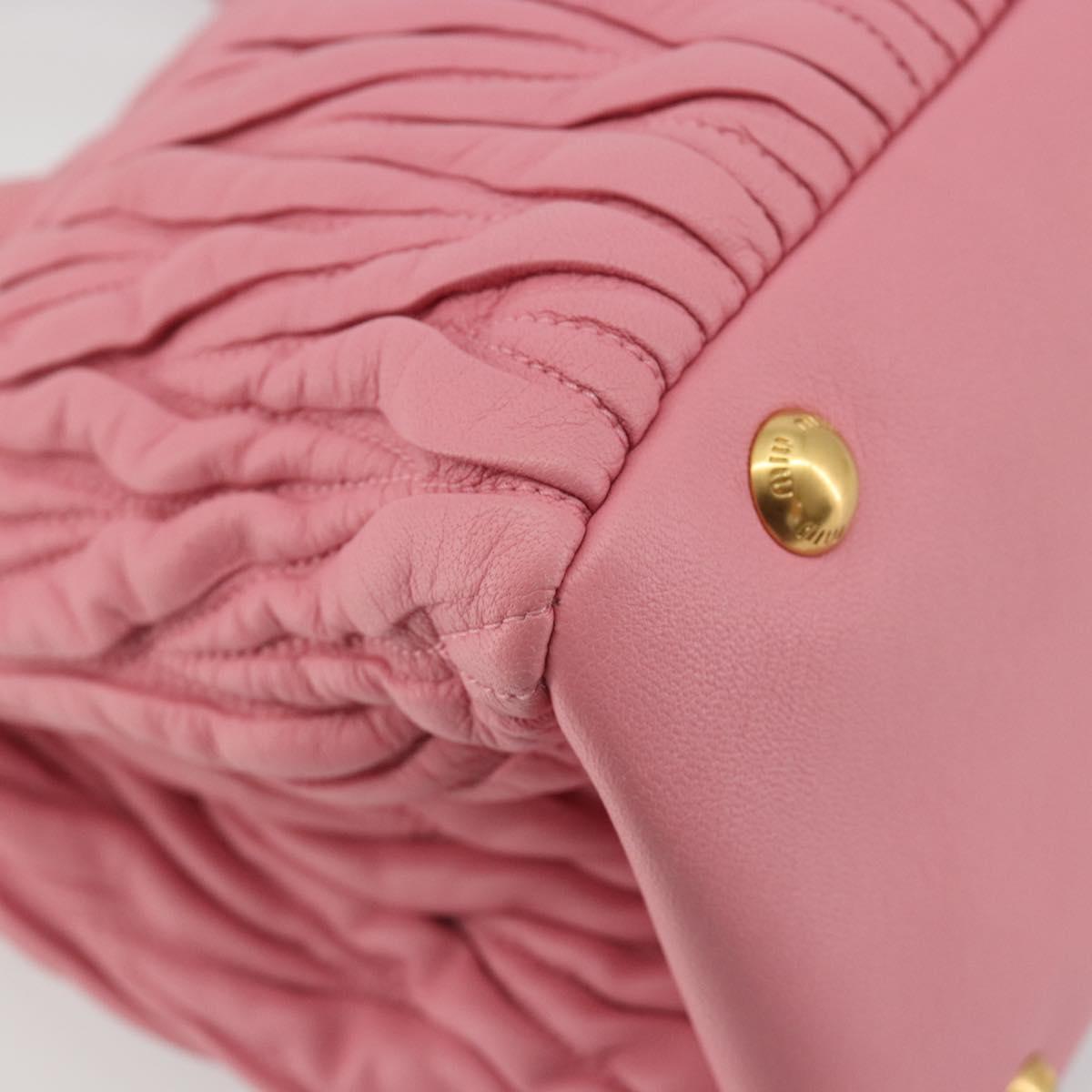 Miu Miu Matelasse Hand Bag Leather 2way Pink Gold Auth 192670A