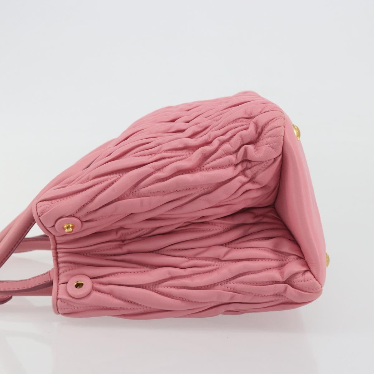 Miu Miu Matelasse Hand Bag Leather 2way Pink Gold Auth 192670A